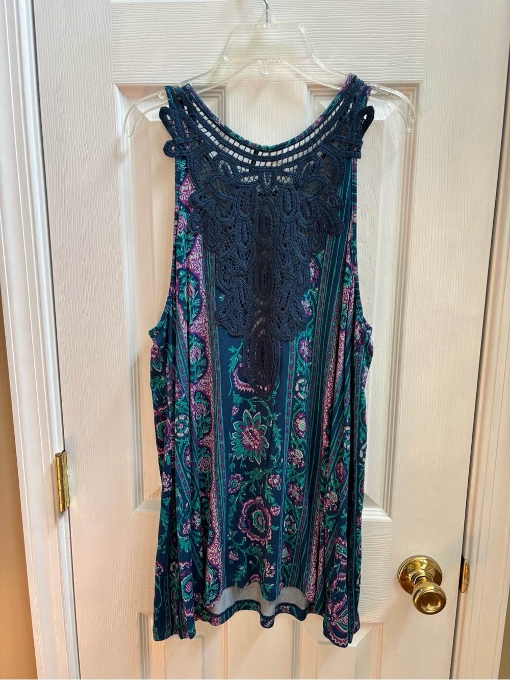 Anthropologie Akemi + Kin Epoca Crocheted Lace Blue Purple Tank, Size XL, EUC - Picture 4 of 7
